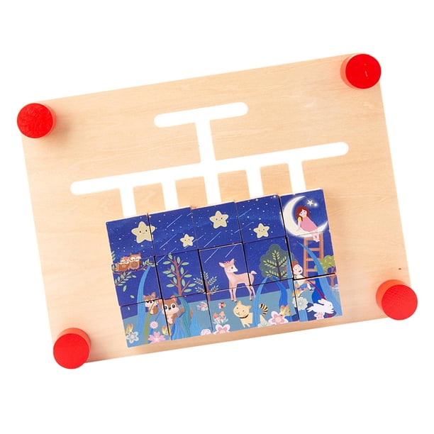 Juego de rompecabezas de combinación de colores y formas para el desarrollo del aprendizaje con 10 tarjetas de madera Noche
