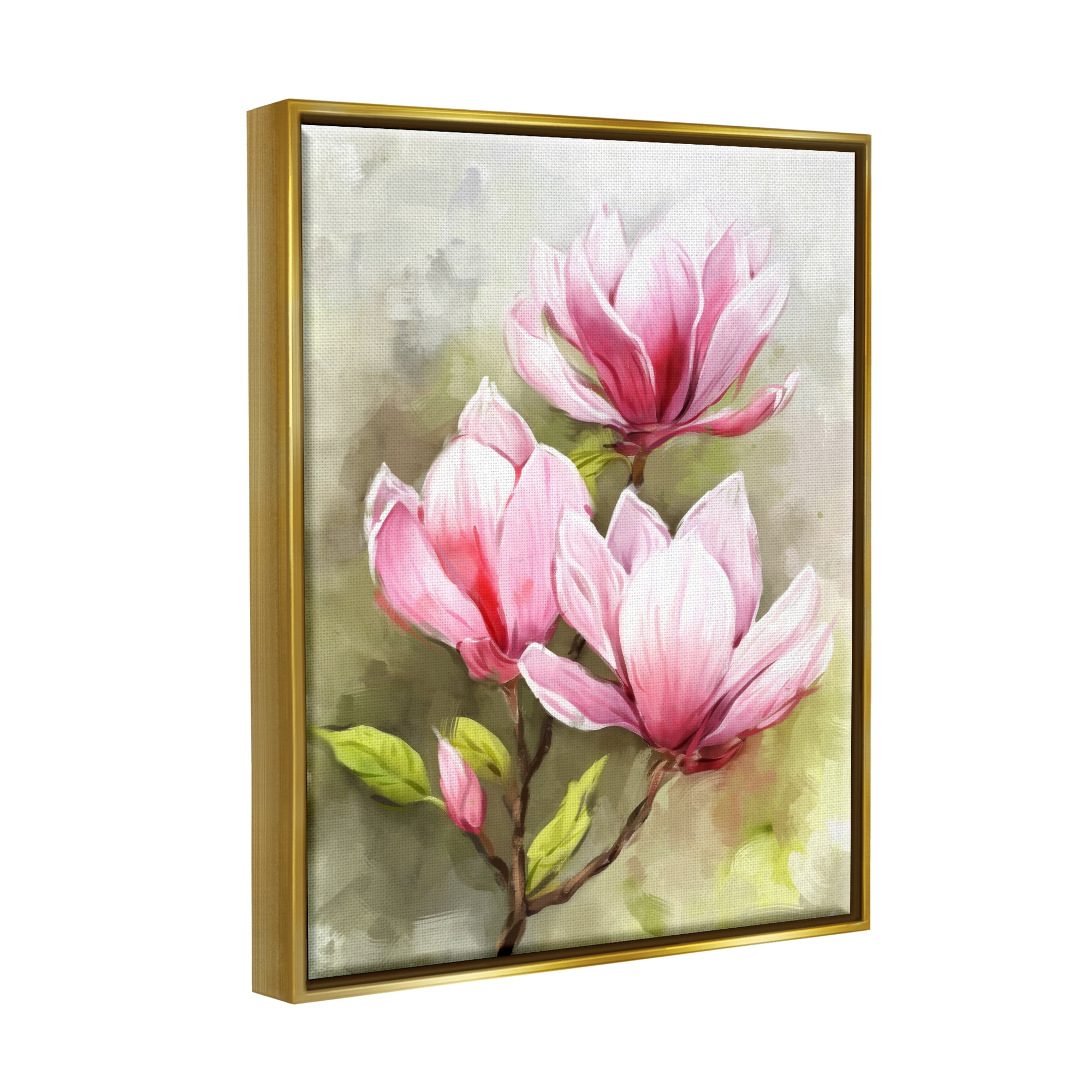 Stupell Industries Blooming Pink Lilies Botanical & Floral Painting Gold Floater Framed Art Print Wall Art, 25 x 31