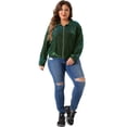 thumbnail image 3 of DARING DIVA Plus Size Holographic Long Sleeve Zip Up Mesh Jackets 2X Green, 3 of 6