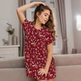 thumbnail image 3 of Logiee Festive Reindeer Print Nightgowns for Women,Soft Short-Sleeved Lightweight Sleepwear, Loose Sleepshirts, 3 of 6
