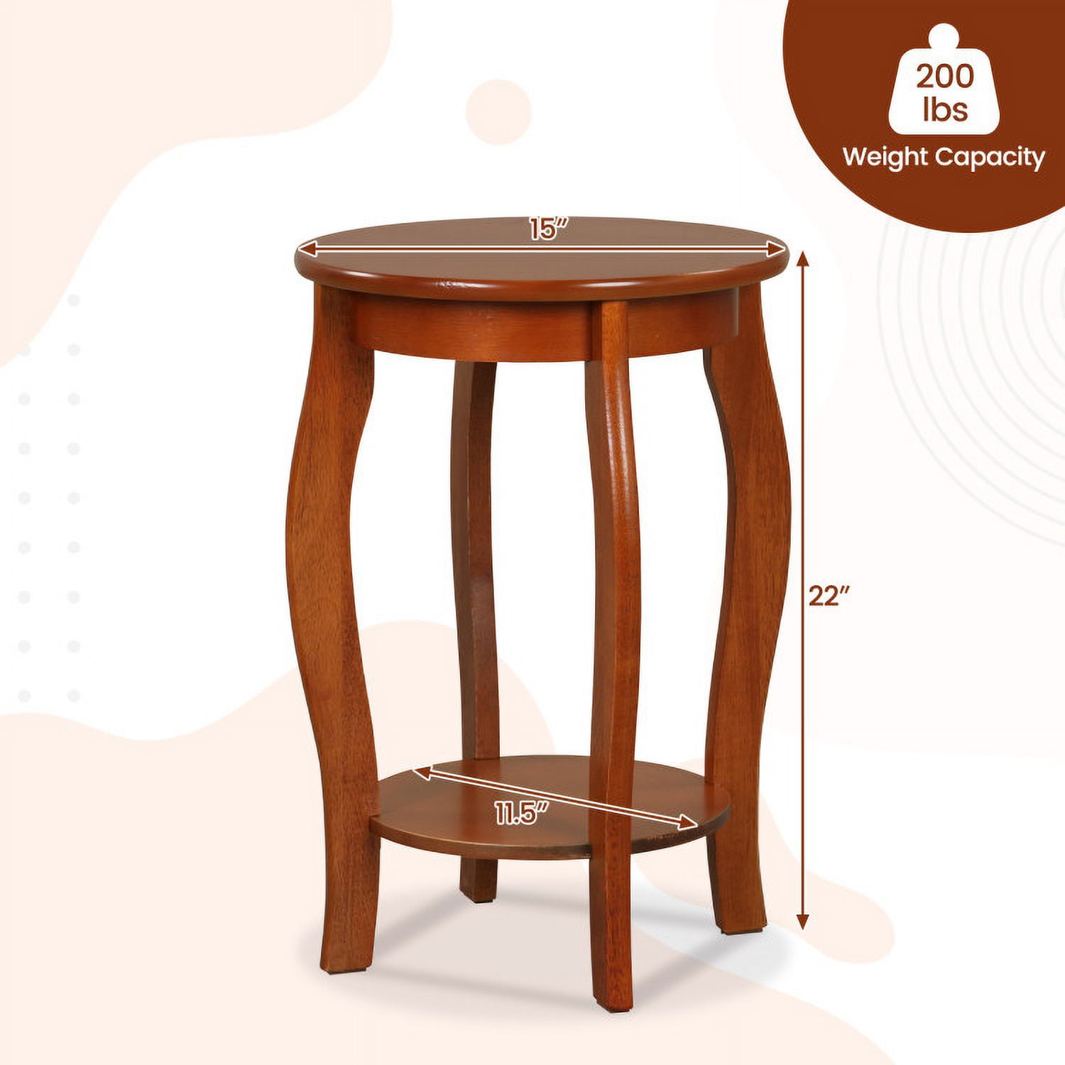 Finihen End Table, Set of 2 Nightstand, Round End Table, Set of 2 15 Inch 2-Tier Round End Table with Storage Shelf, Sofa Side Table, Bed Side Table, for Living Room, Bedroom, Walnut Finihen End Table, Set of 2 Nightstand, Round End Table, Set of 2 15 Inch 2-Tier Round End Table with Storage Shelf, Sofa Side Table, Bed Side Table, for Living Room, Bedroom, Walnut