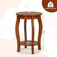 thumbnail image 3 of Spaco Set of 2 15 Inch 2-Tier Round End Table with Storage Shelf-Walnut, Nightstand Small Side Table, End Table for Bedroom Living Room, 3 of 3
