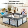 thumbnail image 4 of Foldable Baby Playpen with Mat, Collapsible Play Pen for Babies and Toddlers, Indoor & Outdoor Kids Safety Play Pen, Portable Play Yard with 50 Ocean Balls, 50"×50", Gray, 4 of 10