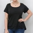 thumbnail image 6 of iHengLiXing Summer Tops for Womens Dressy Casual Women's Tops Large Solid Color Short Sleeve Round Neck Shirt Tops Black XXXL, 6 of 9