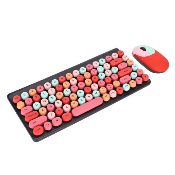 Cute Colorful Multimedia 86 Keys Keyboard Mouse Combo Light Quiet 2.4G for PC