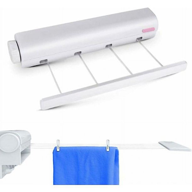 Msbd Tendedero De Ropa Extensible Montado En La Pared, Tendedero De Ropa Montado En La Pared con 4 Cables De 3,2 Metros, Tendedero De Ropa para Interiores Y Exteriores