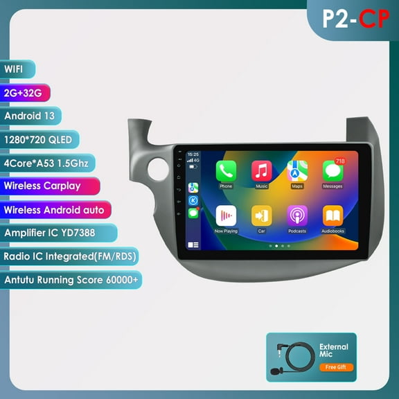 32GB Android 13 Bluetooth Apple CarPlay Wifi AUX Car Stereo Radio Head Unit Multimedia GPS Navigation Player For Honda Fit/ Jazz 2007 2008 2009 2010 2011 2012 2013 2014