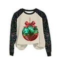 thumbnail image 1 of Pisexur Sweatshirts de Noël pour Femmes Mode Vacances Imprimé Graphique Pomme Rouge Pull Décontracté Manches Longues Col Rond Chandails en Molleton Amples Confortables Automne pour Femmes, 1 of 3
