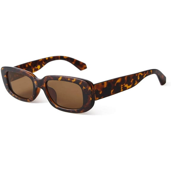 Sunglasses Womens UV Protection Rectangle For 90's Vintage Glasses Black Tortoise Frame Fashion Sunglasses Brown