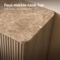 thumbnail image 2 of Hvoonc 2 Drawer Nightstand, 24" Tall Fluted Bedroom Bedside Table with Storage, Faux Marble Top, 2" Thick Side Panels, Natural Oak, 2 of 7