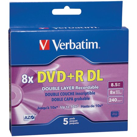 UPC: 0023942953111 | Verbatim 8.5GB 8X(Up to 10X with Compatible High Speed DVD+R DL Drives) DVD+R DL 5 Packs Slim Jewel Case Branded Disc Model 95311