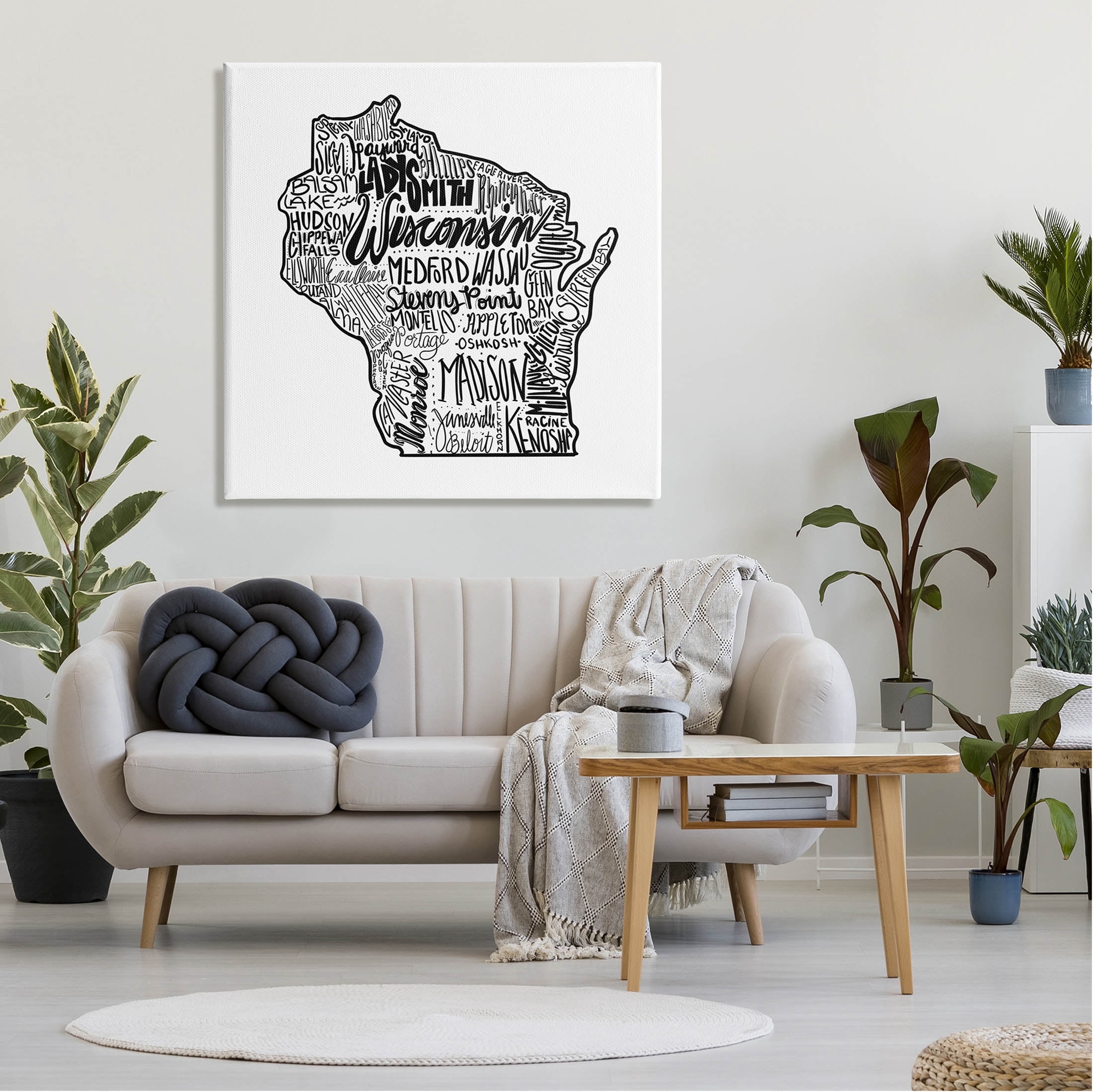 Stupell Industries Wisconsin City Typography Graphic Art Gallery Wrapped Canvas Print Wall Art, Design by The Saturday Evening Post