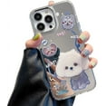 thumbnail image 2 of iPhone 14 6.1'' Mirror Case with Hand Stand Holder Flexible Cute Case Soft Print Silicone Clear Makeup Mirror Women Girls Shockproof Protect Cover Case for iPhone 14 (Cute Dog), 2 of 7