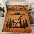 thumbnail image 2 of Homewish Farm Animal Horse Twin Sheet Sets,Rustic Western Farmhouse Twin Fitted Sheet,Country Lodge Flat Sheet For Boys Kids,Ultra Soft Home Decor,3pcs, 2 of 7