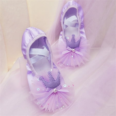 

Winter Workout Athletic Yoga Sneakers for Girls Purple Children Shoes Dance Warm Ballet Performance Indoor