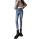 thumbnail image 5 of Pantalones vaqueros elásticos de felpa cálidos para mujer, pantalones Retro ajustados de lana térmica, pantalones vaqueros gruesos de cintura alta para invierno 2023, 5 of 5