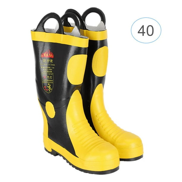 Tebru Firefighter Protect Shoes, Rubber Fire Fighting Safety Boots High