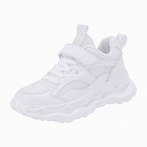 NIEWTR Boys Sneakers Kids Lightweight Jelly Sole Walking Shoes for Running, Walking, Gym, School, Daily Play for Walking, Running, Gym and Fitness Training(White,13.5)