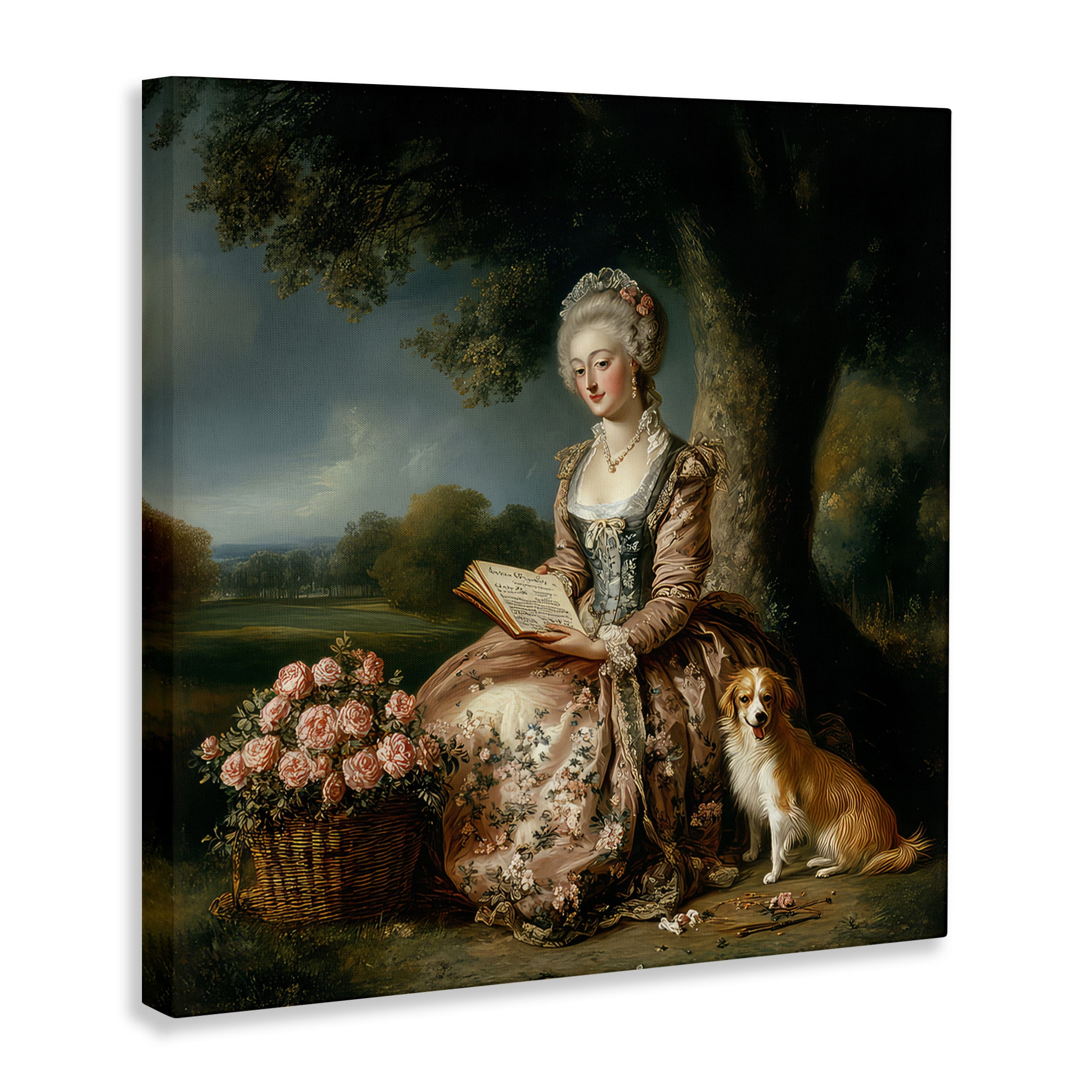 Stupell Industries Rococo Woman with Dog Canvas Wall Art, design by The Wands Want