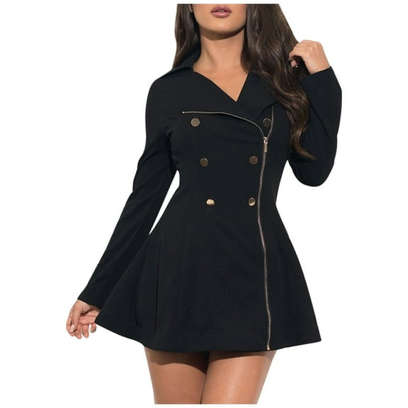 Women's Trench Coat Double Windbreaker Jacket Waist Cinching Belt Stylish Anorak Outerwear Lightweight Comfortable