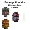 thumbnail image 3 of 3-Pack Halloween Yard Signs: Warning Signs with Stakes for Outdoor Lawn Decorations. Perfect for spooky Halloween decor, 3 of 5