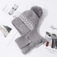thumbnail image 2 of Gorro y bufanda todo en uno Gorro de punto de otoño e invierno para mujer más bufanda cálida de lana para invierno Gorro de lana para mujer，gris JAMW Sencillez, 2 of 5