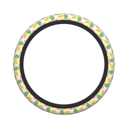 XMXY Car Steering Wheel Cover, Candy Art Hearts Pattern Non-Slip Jeep Truck Universal Elastic Steering Wheel Protector 15 inch