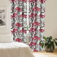 thumbnail image 2 of Ambesonne Autumn Curtains, Pencil Graphic Trees Leaves, Pair of 28"x84", Dark Coral Pale Teal, 2 of 5