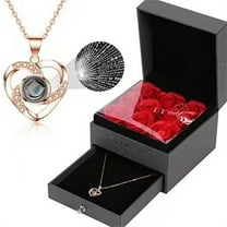 MixMart Preserved Flowers Gift for Mom , Incl 9 Rose and Love You Necklace, Ideal Gifts Birthday, Mother's Day, Valentine's Day, Christmas for Grandma for Her, Women, Wife