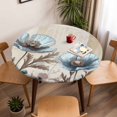 thumbnail image 5 of Blur Flowers Brown Leaves Elastic Fitted Round Table Cover Vintage Painting Waterproof Outdoor Tablecloth for Holiday Party, Picnic, Patio & Dining Fits Tables Up to 36"-44", 5 of 8