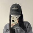 thumbnail image 4 of Gorra de béisbol gris vintage para mujer, de verano, lavada, de cabeza grande, moderna, combinable, con la cara, gorra pequeña que se puede mostrar, 4 of 6