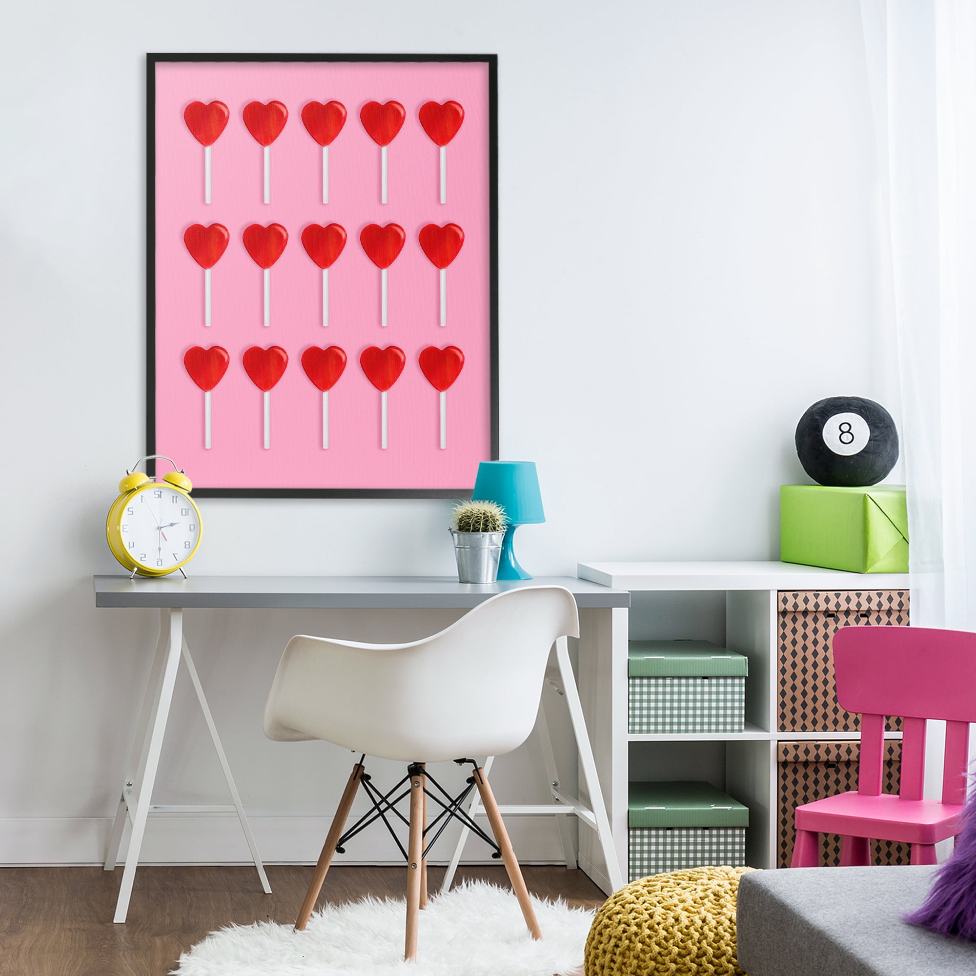 Stupell Industries Heart Lollipops Collection Black Framed Giclee Art, design by LISH Creative