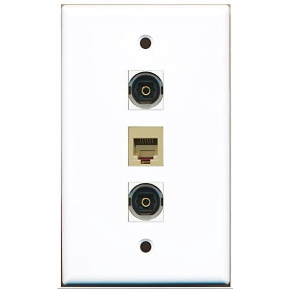 RiteAV - 1 Port Phone RJ11 RJ12 Beige 2 Port Toslink Wall Plate