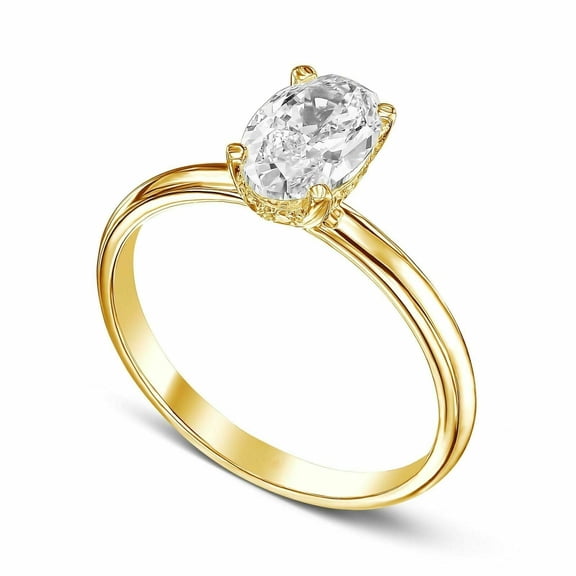 1.50CT D/VVS1 Oval Cut Moissanite Engagement Ring Excellent 14k Yellow Gold Finish
