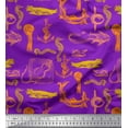 thumbnail image 1 of Soimoi Polyester Crepe Fabric Walrus,Anchor Hook & Ray Fish Ocean Print Fabric by Yard 42 Inch Wide, 1 of 1