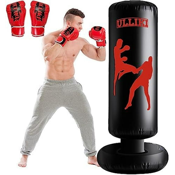 Freestanding Punching Bag for Adults with Gloves, Kick Boxing Bag with Stand for Adults, Blow up Punching Bag for Kids 12-14$$Sport & Recreation Other