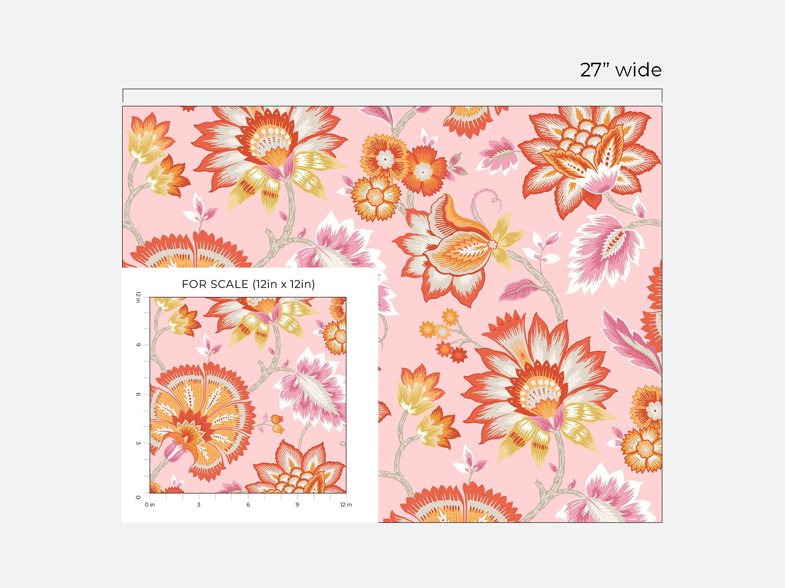 NextWall Bubblegum Pink Jacobean Blossom Floral Peel and Stick Wallpaper