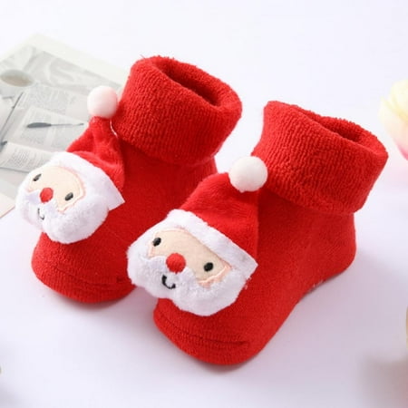 

Baby Warm Socks Cotton Socks Cartoon Christmas Socks Non-slip Mid-tube Floor Socks for Baby Girl Boy