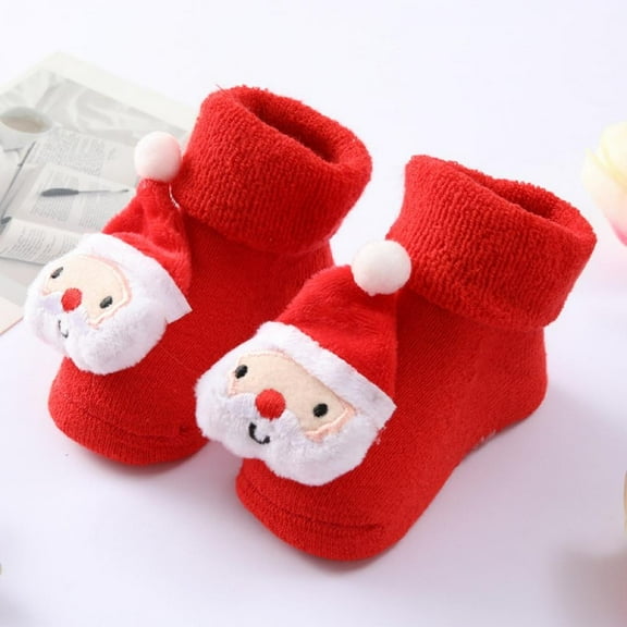 URMAGIC Baby Boy Girls Toddlers Non-Skid Indoor Slipper Winter Warm Shoes Socks Christmas Socks 0-12M