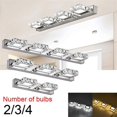 thumbnail image 2 of 6W Double Lamp Crystal Surface Bathroom Bedroom Lamp Warm White Light Silver, 2 of 14