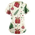 thumbnail image 3 of Scrub Tops Women Print, Womens Christmas Snowman Tee Stretchy Holiday Graphic Tshirt Loose Fit Festive V-Neck Top 4-Season Shirt Winter Party Outfit Streetwear Machine Green Xxl, 3 of 3