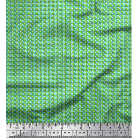 Soimoi Georgette Viscose Fabric Diamond & Cross Sign Shirting Print Fabric by The Yard 42 Inch Wide
