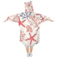 thumbnail image 2 of FORMRS Wearable Blanket Hoodie with Sleeves for Kids Cozy Flannel Sweatshirt, Starfish Seashell, 2 of 7