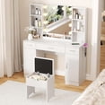 thumbnail image 5 of Vabches Modern Vanity Desk Set with Large Mirror and Stool, Large Makeup Table Set with 3 Drawers, 2 Cabinets & Storage Stool, Adjustable Lighting Colors, 5 of 10