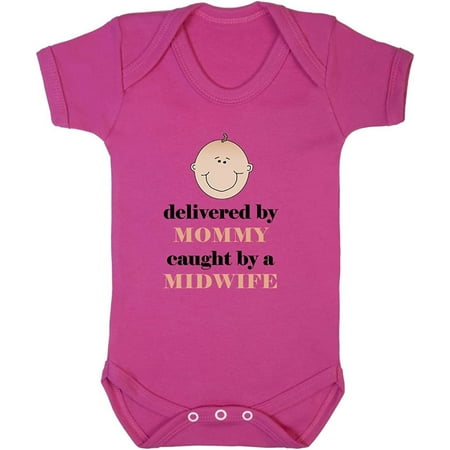 

Delivered By Mommy Caught By A Midwife Cotton Baby Bodysuit One Piece Hot Pink 18 Months