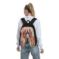 thumbnail image 7 of Lsque Painted Flower Puppy Pattern Adult Backpack – Durable & Lightweight PU Canvas Storage Bag , 15” Laptop Compartment, and Multiple Pockets, 7 of 7