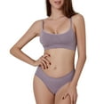 thumbnail image 1 of Conjunto de lencería sin costuras de 2 piezas con cuello en U para mujer: sujetador halter de cintura alta y braguitas, nailon/spandex, ropa de dormir/noche sexy, 1 of 8