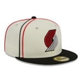 thumbnail image 3 of Men's New Era Cream/Black Portland Trail Blazers Piping 2-Tone 59FIFTY Fitted Hat, 3 of 5