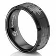thumbnail image 4 of Tungsten Rings for Men Wedding Bands for Him Womens Wedding Bands for Her 8mm Black Pattern Brushed, 4 of 5