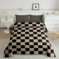 thumbnail image 2 of Erosebridal Geometric Plaid Comforter Set Queen Beige Black Brown Checkerboard Quilt Set Checkered Grid Bedding Set Men,Modern Aesthetic Duvet Set Room Decor 3 Pcs, 2 of 7